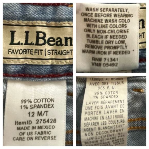 L.L. Bean Women’s Straight Leg Jeans Favorite Fit Mid Rise Light Wash Size 12 - Picture 5 of 6